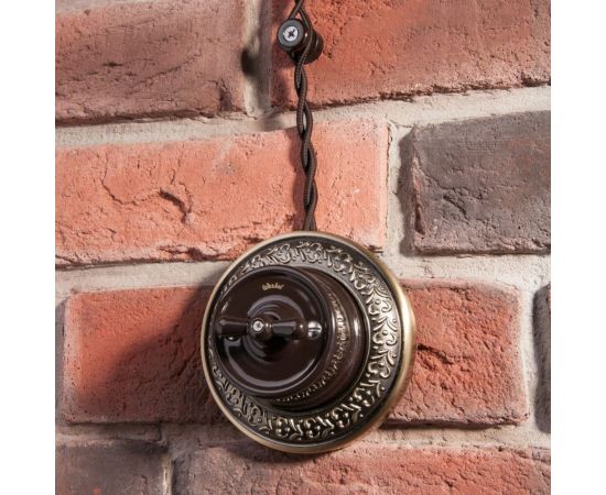 Выключатель WERKEL W5620014 на 4 положения, двухклавишный (коричневый) Ретро a051052 – изображение 3