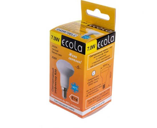 Светодиодная лампа Ecola Reflector R50 LED 7,0W 220V E14 2800K композит 85x50 G4SW70ELC – изображение 4