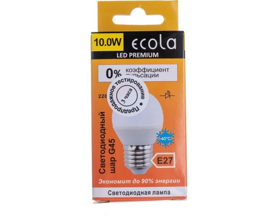 Светодиодная лампа Ecola globe LED Premium 10,0W G45 220V E27 2700K шар композит 82x45 K7QW10ELC – изображение 5