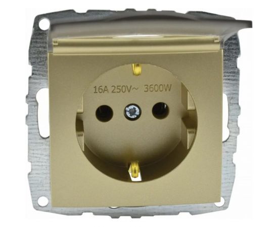 Механизм розетки MONO ELECTRIC L/D, с заземлением, с крышкой, титан 500-002221-118 