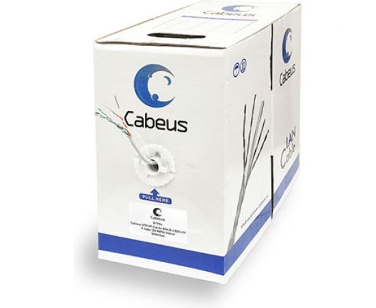 Кабель Cabeus витая пара категория 5e, 4 пары, одножильный, серый, UTP-4P-Cat.5e-SOLID-LSZH-GY 