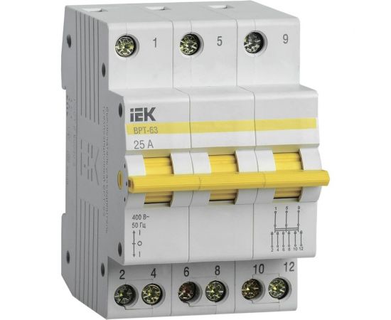 Трехпозиционный выключатель-разъединитель IEK ВРТ-63, 3P, 25А MPR10-3-025 