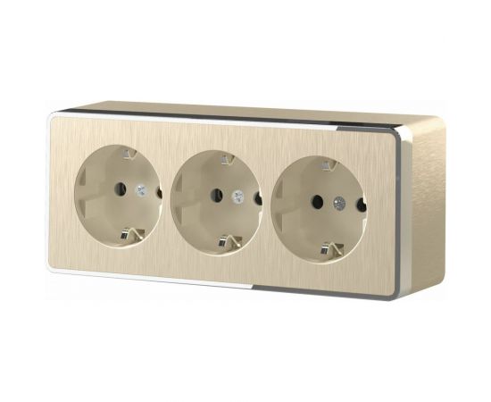Тройная розетка WERKEL W5073110 с заземлением и шторками Gallant (шампань рифленый) a052594 
