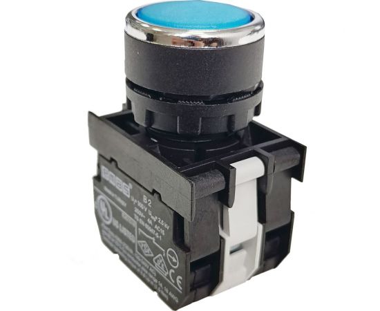 Нажимная круглая кнопка Emas синяя, 250В AC, 4А, 12-30В AC/DC, 10шт. B172DM 