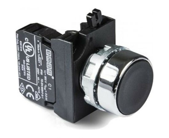 Нажимная кнопка Emas круглая чёрная, 250В AC, 4А, CM100DH 