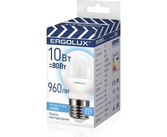 Светодиодная лампа Camelion Ergolux LED-G45-10W-E27-4K (Шар 10Вт E27 4500K 220-240В ПРОМО) 14546 