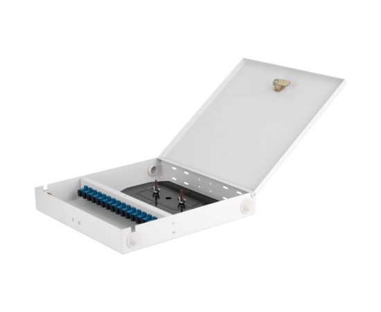 Настенный оптический кросс NIKOMAX укомплектованный на 16 портов SC/UPC, SM 9/125 OS2, NMF-WP16SCUS2-IP-ES-GY – изображение 2