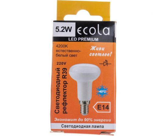 Светодиодная лампа Ecola Reflector R39 LED Premium 5,2W 220V E14 4200K композит 69x39 G4FV52ELC – изображение 5