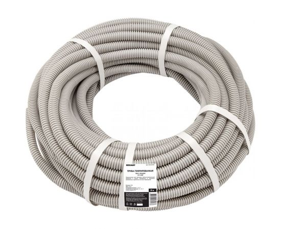 Гофрированная труба из ПВХ REXANT с зондом d 16 мм серая 25 м 28-0160-25 