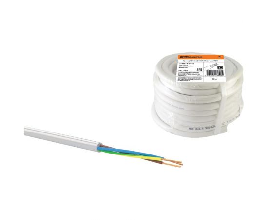 Провод TDM ПВС 3х1,5 ГОСТ 10м, белый SQ0118-0015 