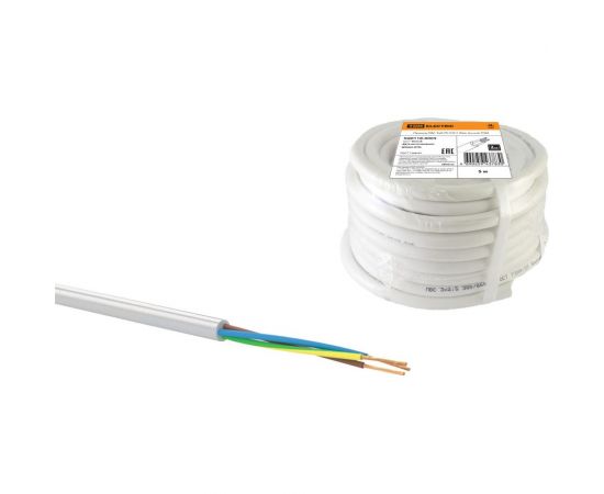 Провод TDM ПВС 3х0,75 ГОСТ 5м, белый SQ0118-0005 