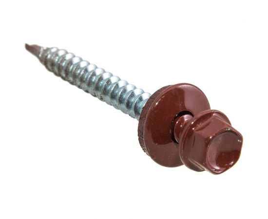 Кровельные саморезы с буром Стройбат 4,8x70 темно-красный 30 шт 240571 