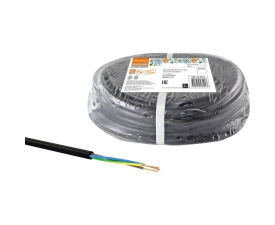 Провод TDM ПВСмб 3х2,5 10м, черный Народный SQ0118-0624 