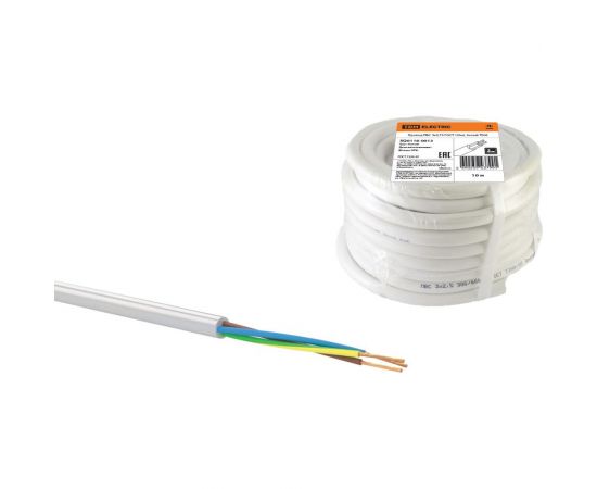 Провод TDM ПВС 3х0,75 ГОСТ 10м, белый SQ0118-0013 