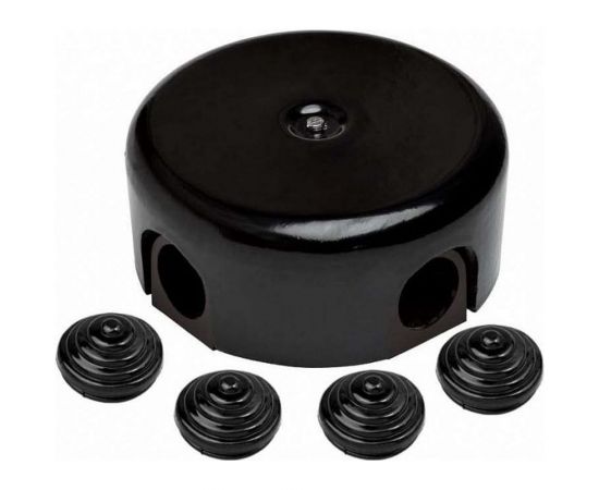 Распределительная коробка Bironi 78мм, керамика, цвет черный (4 кабельных ввода в комплекте) B1-521-03-K 