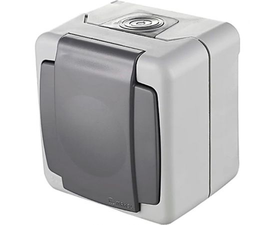 1-местная розетка MAKEL ОП, 16А, IP55, с заземлением, с крышкой, серая 36064099 