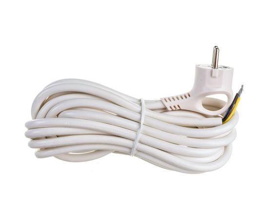 Сетевой шнур с вилкой ЭРА U-3x1,5-5m-W с заземлением 5м ПВС 3x1,5мм2 белый Б0048710 