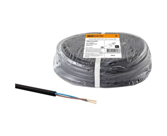 Провод TDM ПВС 2х0,75 ГОСТ 10м, черный SQ0118-0259 