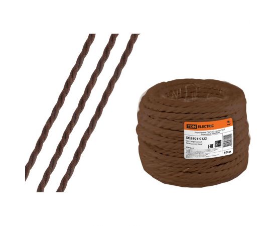 Ретро провод 50м ""Эко"" 2x2,5 витой ГОСТ коричневый TDM SQ2801-0122 