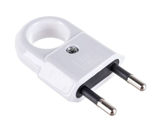 Вилка TDM без заземления, с кольцом, белая, 10 А, 250 В, евровилка CEE 7/16 SQ1806-0189 