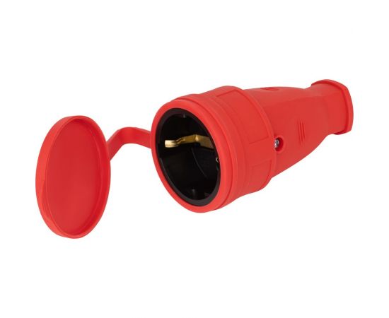 Розетка ЭРА RX10RIP44 каучуковая, c заземлением, 16А, IP44, прямая, красная Б0055419 