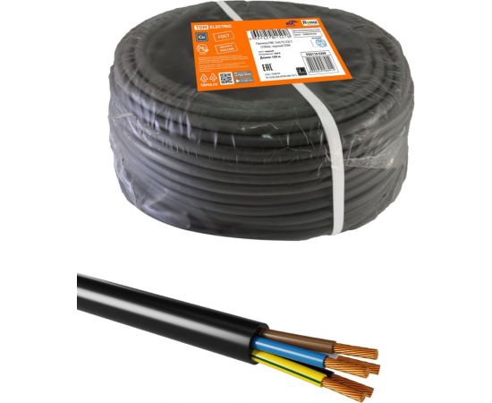 Провод ПВС TDM 5х0,75 ГОСТ 100м, черный SQ0118-0389 