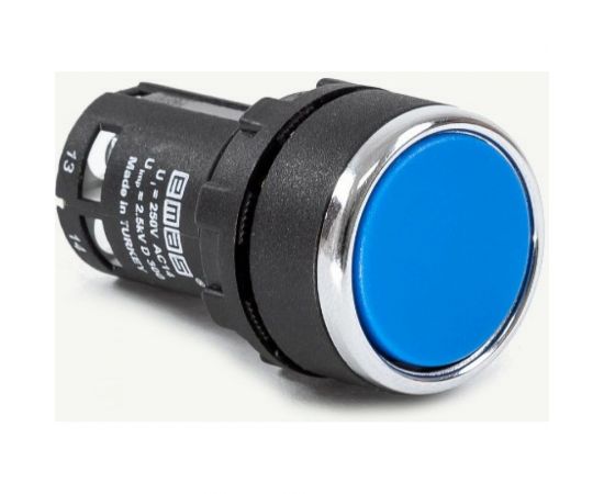 Нажимная кнопка Emas моноблочная синяя 22 мм, IP 40, 1НО+1НЗ MB102DM 