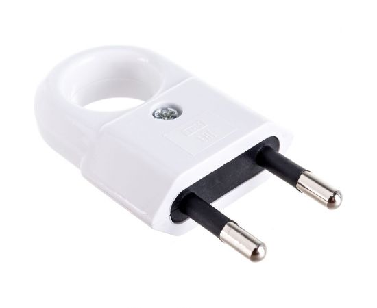 Вилка TDM без заземления, с кольцом, белая, 10 А, 250 В, евровилка CEE 7/16 SQ1806-0189 – изображение 2