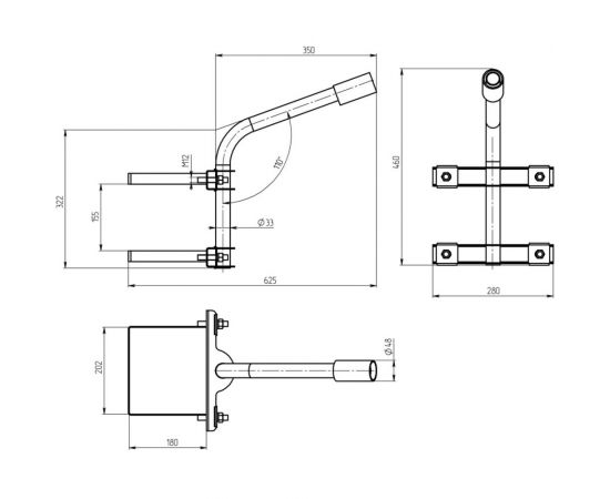 Кронштейн на опору ЭРА SPPAC40350048625460280 с 2 хомутами, d=48 Б0047655 – изображение 2