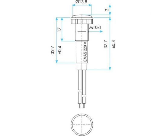 Сигнальная арматура Emas красная 10мм с силиконовым проводом 24В S100LK2 – изображение 3