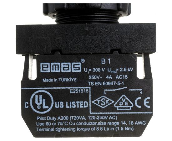 Нажимная кнопка Emas круглая красная, 1НО, серия B, 250В AC, 4А, 10шт. B100DK – изображение 4