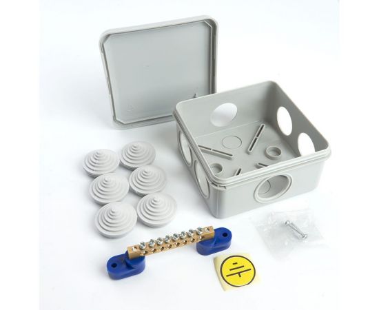 Разветвительная коробка уравнивания потенциалов STEKKER (КУП) 100*100*50мм, 6 вводов, IP55, светло-серая, EBX20-36-55 (GE41361) 49001 – изображение 6