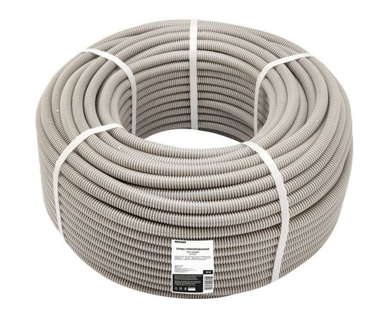 Гофрированная труба из ПВХ REXANT с зондом d 25 мм серая 50 м 28-0025-2 