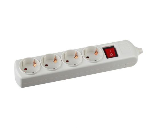 Колодка K-4es заземление, выключатель, 4 гнезда ЭРА C0045324 