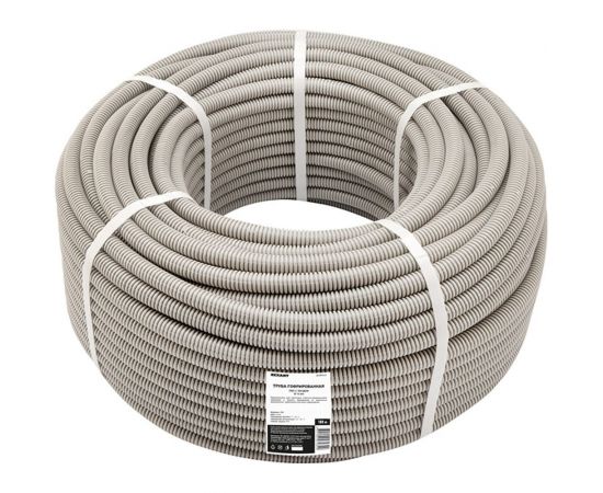 Гофрированная труба из ПВХ REXANT с зондом d 16 мм серая 100 м 28-0016-2 