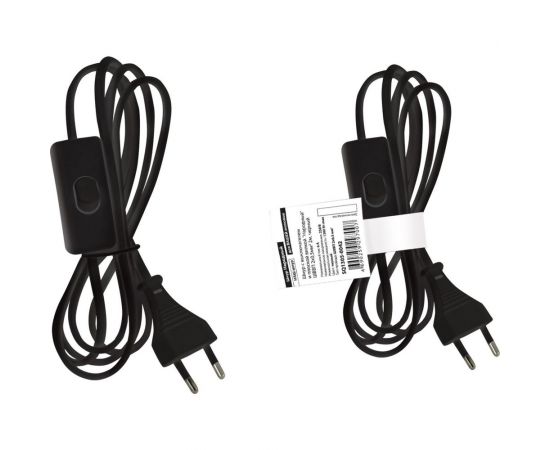 Шнур с выключателем и плоской вилкой TDM Народный ШВВП 2x0,5мм2 2м. черный SQ1305-0042 