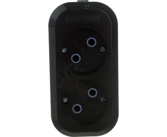 Розеточная колодка TDM 2 гнезда 2П б/з 10А 250В черная SQ1806-0112 