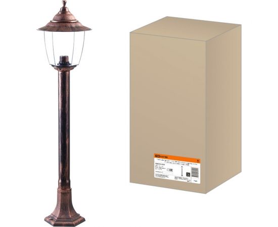 Светильник TDM Прага Эл-11-73-100М 60 Вт Е27 напольный на стойке h-1.0 м медь, прозрачный SQ0330-0539 