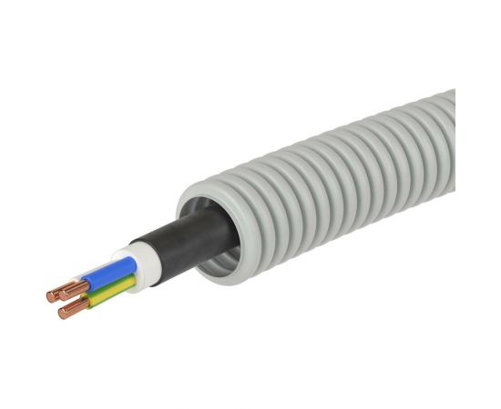 Гибкая гофрированная электротруба DKC ПВХ д.20мм, цвет серый, с кабелем ВВГнг(А)-LS 3х2,5мм² РЭК ""ГОСТ+"", 100м 9S920100 – изображение 2