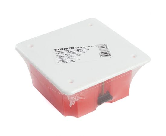 Монтажная коробка STEKKER EBX30-02-1-20-92 для полых стен, с пластиковыми зажимами, с крышкой, 92*92*45мм, IP20, красный (GE41022) 49007 – изображение 8