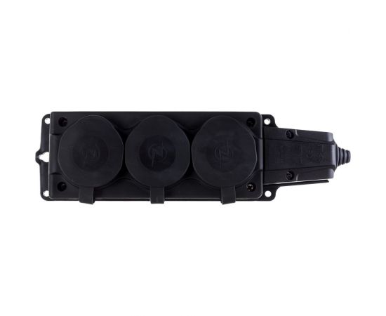 Штепсельная колодка NE-AD 3-гнезда с крышками, с заземлением, 16А, IP54, каучук, 4103 