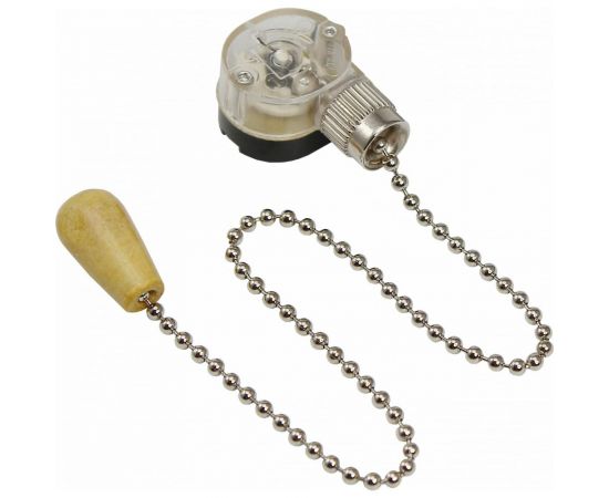 Выключатель для бра REXANT с цепочкой 270 мм и деревянным наконечником Silver 10 шт 32-0105 