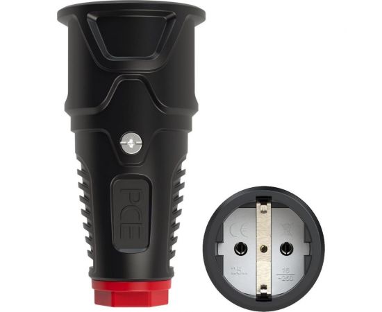 Кабельная розетка PCE 16A 220V 2P+E IP20 корпус черный, маркер красный 2510-sr 