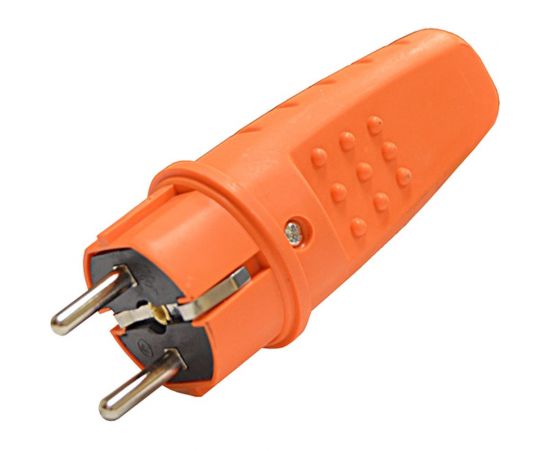 Прямая вилка UNIVersal c заземлением каучук 16А 250В IP44 цвет оранжевый (еврослот) 3031 