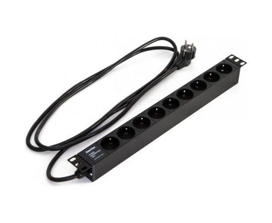 Горизонтальный блок розеток Hyperline для 19"" шкафов 9 розеток Schuko, черный, 397067 