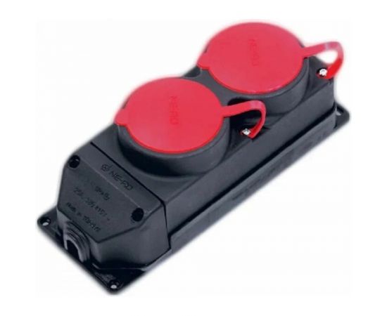 Штепсельная колодка NE-AD 2-гнезда с крышкой, 3х25, каучук, 4009 