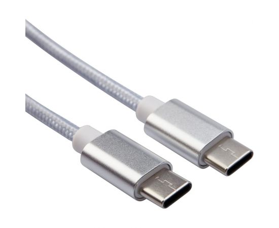 Кабель USB Type-C - Type-C REXANT 2,4A серебристая нейлоновая оплетка 1 м 18-1835 