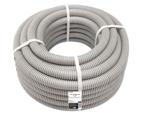 Гофрированная труба из ПВХ REXANT с зондом d 32 мм серая 25 м 28-0032-2 