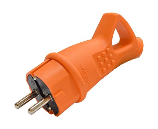 Вилка UNIVersal с ушком c заземлением каучук 16А 250В IP44 цвет оранжевый (еврослот) 3030 