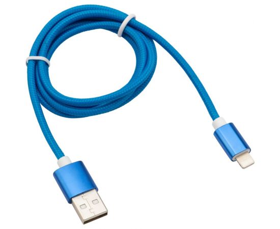 Кабель USB - Lightning REXANT 1 м, для iPhone синяя нейлоновая оплетка 18-7052 – изображение 2